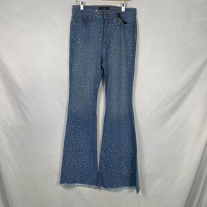 GJG Denim Galaxy Rhinestone Bell Bottom Jean Blue